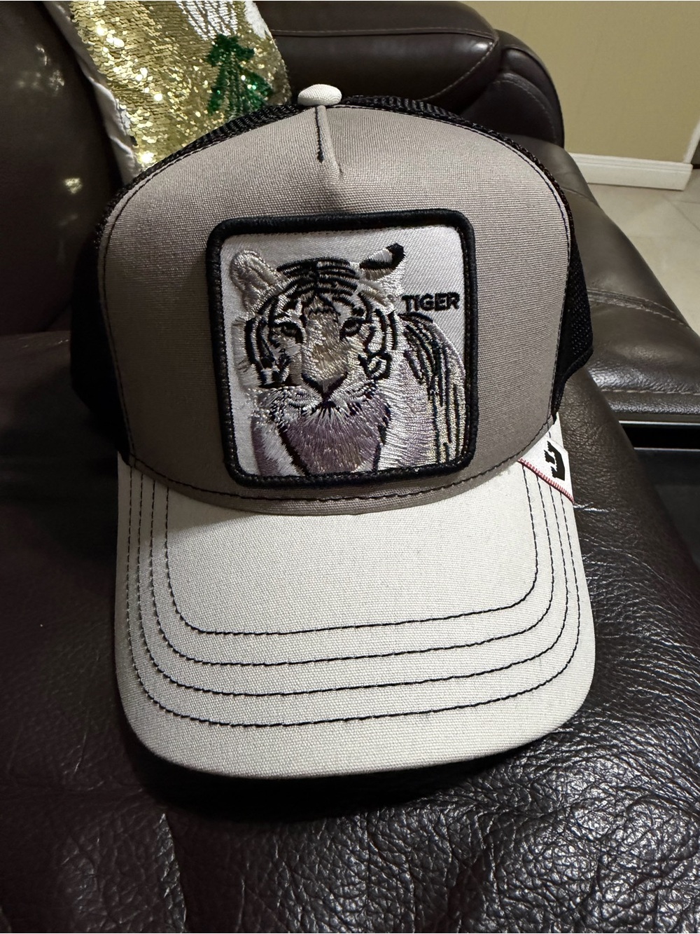 Goorin Bros. Embroidered Tiger Trucker Hat in Gray and Black